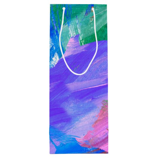 ワイングラス付き水色抽象芸術 ワインギフトバッグ (裏面)