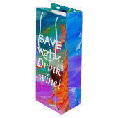 ワイングラス付き水色抽象芸術 ワインギフトバッグ (正面アングル)