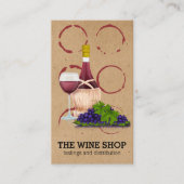 ワイングラス及びボトルヴィンテージ | ワイン染色 名刺 (正面)