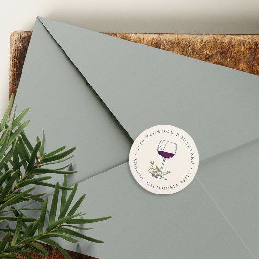 ワイングラス差出人住所 ラウンドシール