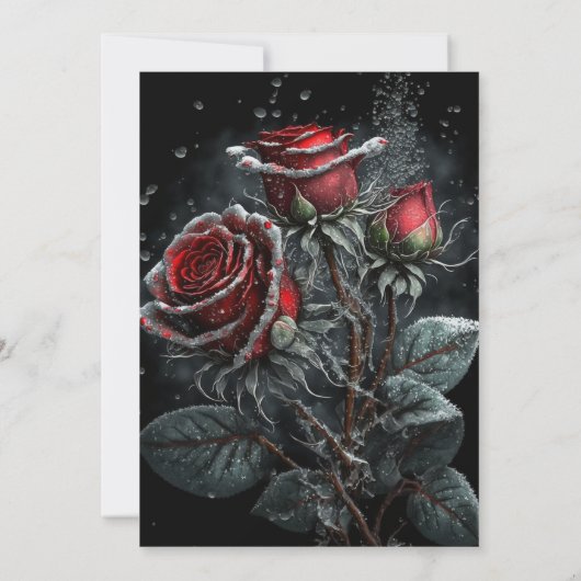 ワイングラス暗いバラが引退をドロップ 招待状 (裏面)