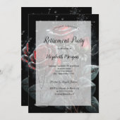 ワイングラス暗いバラが引退をドロップ 招待状 (正面/裏面)