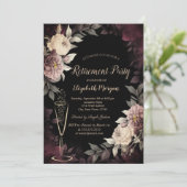 ワイングラス暗いバラ退職 招待状 (スタンド正面)