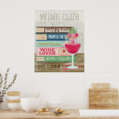 ワイングラス本スタックワインクラブ図書館 ポスター (キッチン)