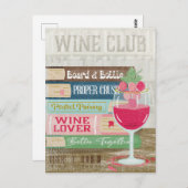 ワイングラス本スタックワインクラブ本の恋人 ポストカード (正面/裏面)