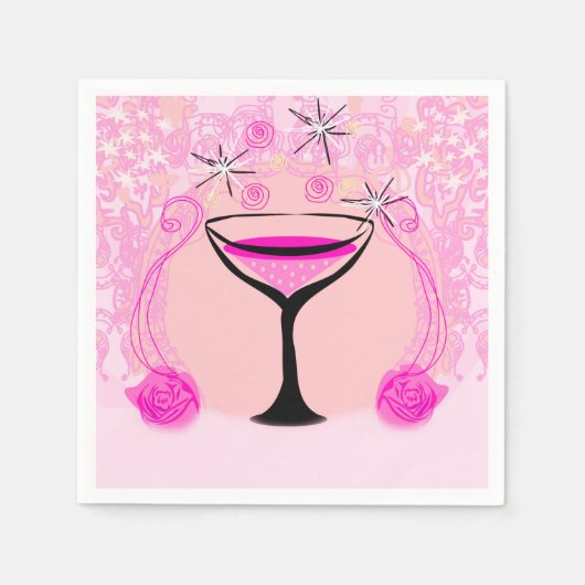 ワイングラス柄ナプキン スタンダードカクテルナプキン (正面)