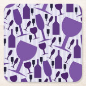 ワイングラス模様 スクエアペーパーコースター (正面)