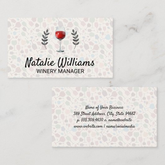 ワイングラス模様 名刺 (正面/裏面)