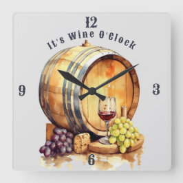 ワイングラス樽ワイン時の葡萄 スクエア壁時計