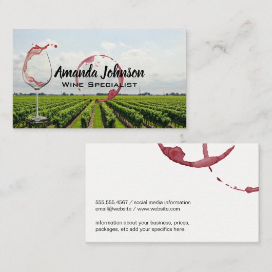 ワイングラス注 | ブドウ畑 名刺 (正面/裏面)