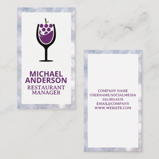 ワイングラス葡萄のロゴ 名刺 (正面/裏面)