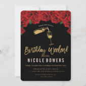 ワイングラス誕生日週末の旅程招待状 招待状 (正面)