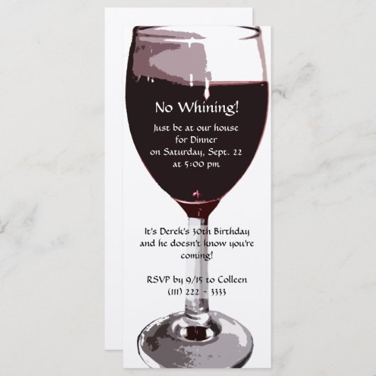 ワイングラス誕生日 招待状 (正面/裏面)