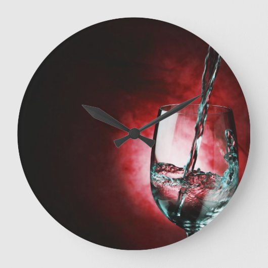 ワイングラス赤い時計 ラージ壁時計 (正面)