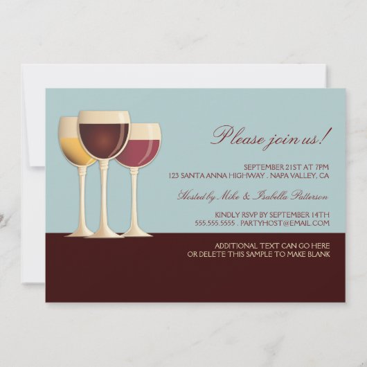 ワイングラス選別ワインテイストパーティの招待状 招待状 (裏面)