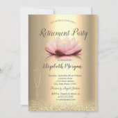 ワイングラス金ゴールドグリッター《写真》ぼけ味ロータスリタイア 招待状 (正面)