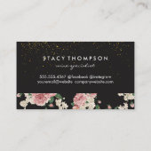 ワイングラス金ゴールド斑点ヴィンテージフローラルパターン 名刺 (裏面)