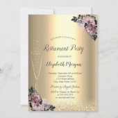 ワイングラス金ゴールド《写真》ぼけ味フローラ退職I 招待状 (正面)