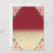 ワイングラス風船グリッターバラ赤い退職 招待状 (裏面)