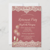 ワイングラス風船レース赤い退職 招待状 (正面)