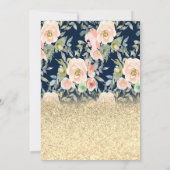 ワイングラス風船金ゴールドグリッターバラ退職 招待状 (裏面)