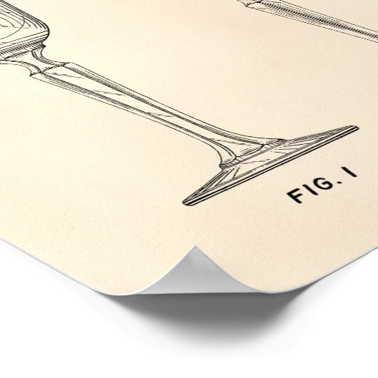 ワイングラス1986年パテントアートオールドピーパー ポスター (角)