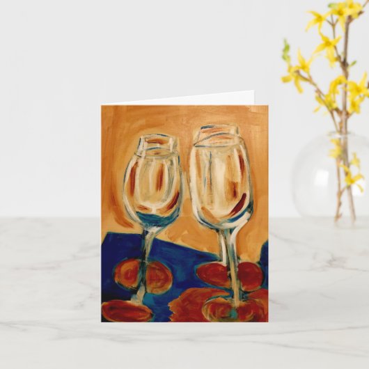 ワイングラス4杯で自慢 カード (黄色い花)
