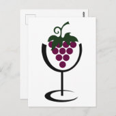 ワイングラス ぶどう ポストカード (正面/裏面)