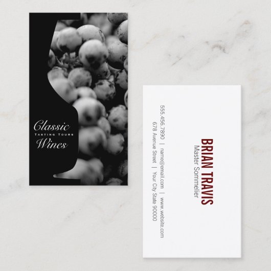 ワイングラス |カウンター宇宙 |ブドウのつる植物 名刺 (正面/裏面)