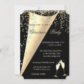 ワイングラス, コンフェッティ, ブラックカンパニー クリスマス パーティー 招待状 (正面)