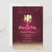 ワイングラス ゴールド ボケ ローズ 赤 退職 招待状 (正面)