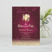 ワイングラス ゴールド ボケ ローズ 赤 退職 招待状 (スタンド正面)