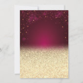 ワイングラス ゴールド ボケ 白いバラ 赤い背景 定年退職 招待状 (裏面)