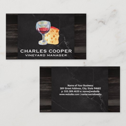 ワイングラス&チーズ 名刺 (正面/裏面)
