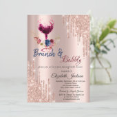 ワイングラス, ドリップス ブランチ&バブリー ブライダルシャワー 招待状 (スタンド正面)