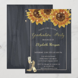 ワイングラス、ハイヒールひまわり卒業パーティー 招待状