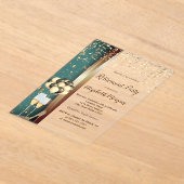 ワイングラス、ハイヒール、バルーン退職パーティー アクリル招待状 (レイダウン)