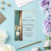 ワイングラス、ハイヒール、バルーン退職パーティー アクリル招待状 (インサイチュ (ウェディング))