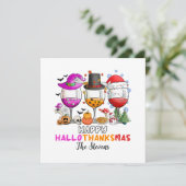 ワイングラス ハッピー ハロウィン サンクス マス T シャツ 招待状 (スタンド正面)