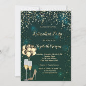 ワイングラス、バルーン、ハイヒールグリーンリタイア 招待状 (正面)