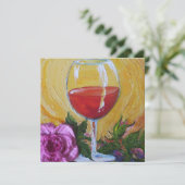 ワイングラス&ピンクローズカクテルパーティの招待状 招待状 (スタンド正面)