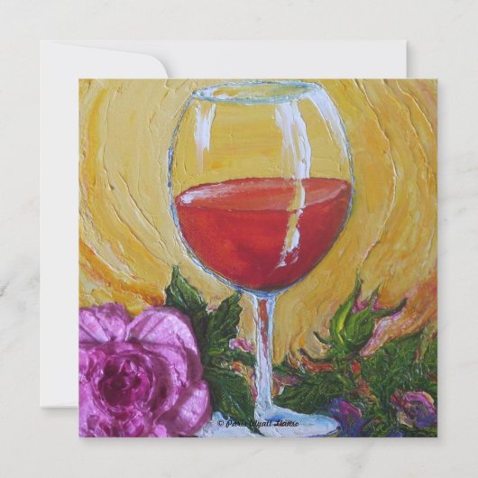 ワイングラス&ピンクローズカクテルパーティの招待状 招待状 (裏面)