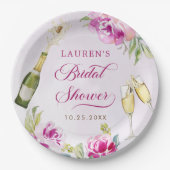 ワイングラス フラワーブライダルシャワー ペーパープレート (正面)