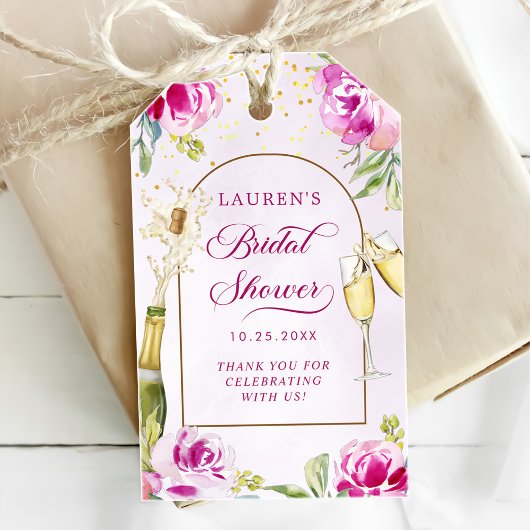 ワイングラス フラワー ブライダルシャワー ギフトタグ