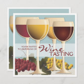 ワイングラス&ブドウワインテイスティングパーティの招待状 招待状 (正面/裏面)
