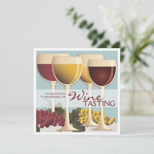 ワイングラス&ブドウワインテイスティングパーティの招待状 招待状 (スタンド正面)