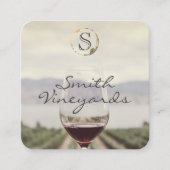 ワイングラス | ブドウ畑 スクエア名刺 (正面)