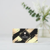 ワイングラス |ブラシ金ゴールド 名刺 (スタンド正面)