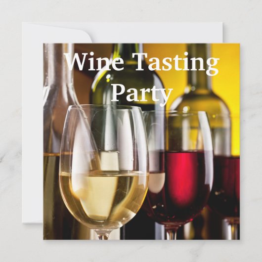ワイングラス ボトル ワインテイスティングパーティー 招待状 (正面)
