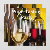 ワイングラス ボトル ワインボトル ワインテイスティングパーティー 招待状 (正面/裏面)